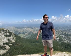 Joe Bernik atop Mount Lovćen, Montenegro